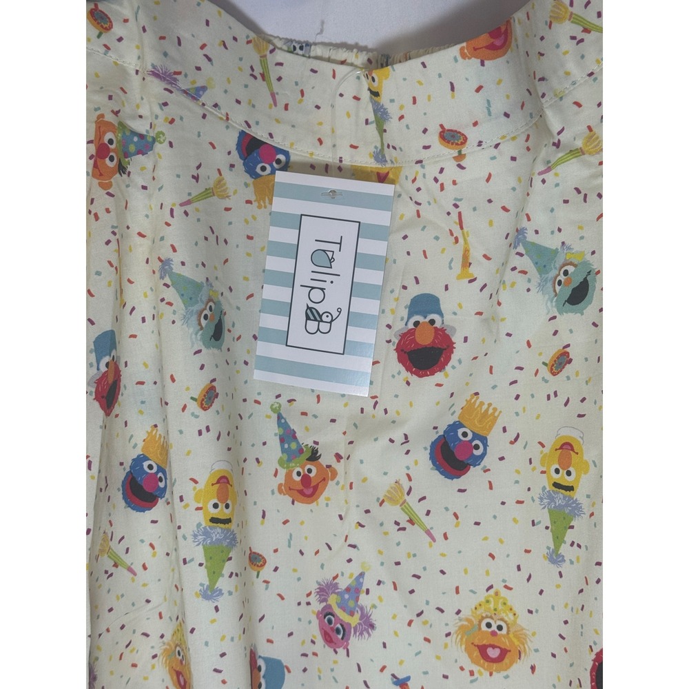 Tulip B Sesame Street Print Midi Skirt Women L Cream Elmo Cookie Monster NWT - Picture 3 of 7